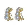 Brincos de Pérola Agulha de Prata Moda Simples Estilo Luxo Leve Brincos 2024 Distintivo Criativo Versátil Elegante Elegante Elegante Brincos