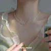 Collar de Perlas Amor Diseño Pequeño Sentido de Alta Gama Cadena Sencilla Elegante para Clavícula Collar de Lazo para Mujer Luz de Lujo Cadena Exquisita para el Cuello Moderna