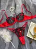 Nuevo Conjunto Sexy de Comercio Exterior Transfronterizo para el Día de San Valentín 2026, Malla Multicolor con Bordado Floral, Lencería Transparente