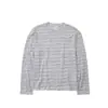 Camiseta de manga longa com listras finas para homens, estilo primavera/outono 26SS, retrô americano, casual e relaxada, gola redonda curta e larga, camiseta básica de manga longa