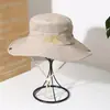 Nuevos Sombreros de Pescador Bordados para Exteriores para Hombres y Mujeres Estilo Camping Montañismo Sombreros Parasol Pesca Protección Solar Serie Sombrero Vaquero Occidental