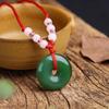 Collar con Colgante de Candado Colgante Clásico de Jade para Hombres y Mujeres Cuerda Roja Anillo Año de Vida Hebilla de Jade Pequeño Regalo Marea
