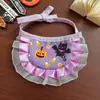 Babero de Halloween para Mascotas, Set de Sombrero Divertido de Cabeza de Calabaza para Gato y Collar, Decoración Fotográfica de Fantasma Osito para Perro