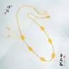 Collar Puzuo Gold Shop con diseño de flor de iris dorada arena, pequeño y redondo, de marca, para mujer, ideal para ir al trabajo, combina con todo, para novia.