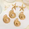 Pendientes de Acero Inoxidable de Alta Gama Tohm Transfronterizos Nuevo Estilo Simples y Versátiles Pendientes Dorados de Moda Que No Se Desvanecen y No Son Alérgicos