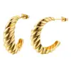 Pendientes de Cuerno Retorcido Estilo Europeo y Americano, Aros Pequeños Trenzados Semicirculares, Pendientes Chapados en Oro de 18 Quilates, Accesorios para Orejas de Acero de Titanio de Alta Gama