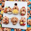 Pão de hambúrguer de coxa de frango brilhante com desenho animado Capivara acessórios de resina DIY cola creme capa de celular joias patch