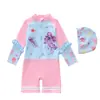 Nuevo Traje de Baño Infantil para Niñas de una Pieza Sirena Manga Larga Protección Solar para la Playa Traje de Baño para Surfear con Certificado CPC