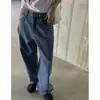 2026 Novo Estilo Coreano Moda Versátil Azul Lavado Retrô Desgastado Perna Larga Soltos Jeans Casual Calças Longas