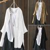 Blusas de Algodão e Linho de Alta Qualidade 2026 Novas para Mulheres Plus Size, Camisas Casuais Retrô, Camisas de Linho de Manga Longa para Mulheres
