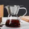 Olla de café brillante personalizada para compartir vidrio de borosilicato olla manual filtro de drenaje de acero inoxidable preparación logotipo personalizable
