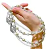 Colar de Camada Dupla Cor Mista Melard Mocha Marrom Dourado com Pérolas Swarovski Corrente de Clavícula Corrente para Suéter Outono e Inverno