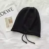 Gorro con cordón holgado apto para cara grande que cubre la cara otoño e invierno sombrero de lana gorro de punto cálido sombrero versátil enrollable otoño e invierno