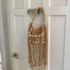 Bolso tejido para mujer, nuevo modelo de verano 2026, bolso de hombro niche y súper popular para el día a día, bolso cruzado con flecos, bolso de playa de paja