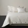 Conjunto de Quatro Peças de Algodão e Linho Natural Sem Corante~0, Botão de Coco Cor Lisa Simples, Algodão Macio, Conjunto Estilo Botão para Dormir Nu