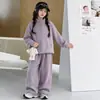 Conjunto para Meninas 2026 Novo Estiloso Fashionável Médio e Grande Crianças Outono Inverno Colete Moletom Calça de Moletom Conjunto de Três Peças para Crianças