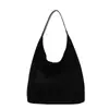 Bolsa Tote Transfronteiriça Retro Minimalista de Grande Capacidade de Luxo para Mulheres, apresentando um estilo descontraído, material de veludo macio e couro, e uma alça de ombro