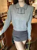 Suéter Corto de Cuello Polo Estilo Preppy de Principios de Otoño Muy Bonito, Camiseta de Punto de Manga Larga Reductora de Edad para Mujer