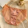 Ropa Interior de Seda Satinada de Lujo Ligero Estilo Francés para Mujer Estilo Japonés Encaje Puro Sexy Malla Transparente Tentación Bragas de Algodón Puro en la Entrepierna