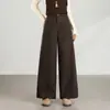 Pantalones de traje elegantes de pierna ancha en color negro de alta gama para mujer, nueva colección otoño 2026, corte holgado, con caída, casual, de pierna recta para ir al trabajo