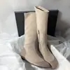 Botas de Plataforma High-Top Patchwork com Zíper Lateral Moda 2026 Nova Tendência de Inverno Estilo Coreano Bico Redondo Salto Médio Botas Longas Femininas
