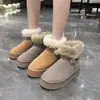 Botas de Nieve Peludas de Suela Gruesa Estilo Coreano para Mujer Moda Invierno 2026 Botines Cortos Cálidos Extra Acolchados con Felpa