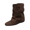 Estilo Otoño/Invierno 2026 Pantalón con Aumento de Altura Interior Botas tipo Martin Botas para Mujer Adelgazantes Botas con Plataforma para Combinar con Faldas Botines Negros Dulces y Frescos