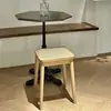 Taburete Nórdico de Madera Maciza, Taburete Apilable de Ratán, Taburete de Restaurante, Taburete Doméstico, Taburete Cuadrado Simple para Sala de Estar, Taburete Comercial