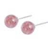 Pendientes de plata de ley S925 para mujer, estilo coreano, sencillos, con cristales de fresa, bonitos pendientes redondos de cristal para estudiantes japoneses y coreanos.