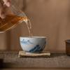 Taza de té de cerámica pintada a mano, taza individual grande vintage de porcelana azul y blanca, juego de té de kung fu, taza de té para el hogar, taza maestra
