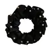 Goma para el pelo tipo moño francés versátil, estilo ballet, pequeña y plisada, con adornos de cuentas, scrunchie delicado