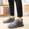 Zapatillas de Lona de Cuero con Parches de Nuevo Estilo para Hombre, Punta Redonda, Caña Baja, Zapatos Casuales Formales para el Trabajo, Zapatillas con Suela Gruesa que Aumentan la Altura para Hombre