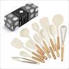 Suministros de Cocina Silicona Mango de Madera Nórdico Sartén Antiadherente Espátula Juego de 12 Piezas Grado Alimenticio Resistente a Altas Temperaturas Cuchara Utensilios de Cocina