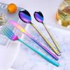 Estilo coreano 304 aço inoxidável bife faca e garfo colher Internet Popular ins Tableware Four-piece Set Titanium Chapeado Gold Spoon Fork Personalização