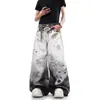 Jeans Estampados Digitales 3D Americanos para Hombres y Mujeres Otoño High Street Sentido del Diseño Pantalones de Pierna Curva Marca de Tendencia Vibe Pantalones de Pierna Ancha