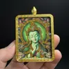 Artesanato Estilo Xizang Pequeno Pingente Thangka Liga de Zinco Pingente Thangka Amuleto de Buda Dourado