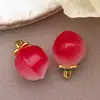 Paquete Mixto de 10 Piezas de Vidrio Bicolor de 17x12 mm Colgante de Hoja Verde Melocotón Accesorio para Collar y Llavero DIY
