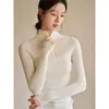 Camiseta interior de punto Yinhe STUDIO Yangzi de lana peinada importada sin costuras de cuello medio alto para mujer