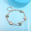 Pulsera de Plata S925 Trébol de Cuatro Hojas Cinco Flores Doble Capa para Mujer Moda Pulsera de Malaquita de Gama Alta Regalo de Tanabata para Novia
