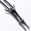 Corbata de bolo transfronteriza de comercio exterior, cadena de suéter retro, pétalo de metal pintado al óleo, collar personalizado, corbata de bolo, cadena de cuero