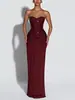 Site Independente da Amazon Roupas Femininas Europeias e Americanas Sexy Hot Girl Sem Alças Cintura Alta Slim-Fit Amarração Vestido de Cor Sólida para Mulheres 8203