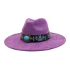 Aliexpress Amazon Otoño Top de Corazón de Gamuza Sombrero Fedora de Ala Ancha Sombrero Jazz de Ala Plana Sombrero de Caballero