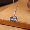 Colgante de plata pura Yilu S999 con cerradura de seguridad y carácter fu, estilo vintage, con personalidad desgastada, hecho a mano, estilo nacional