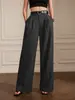 Pantalones de traje minimalistas de estilo francés 'old money', fluidos, de cintura alta, versátiles pantalones casuales rectos holgados adelgazantes de lujo ligero americano