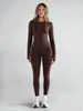 Nuevo Set de Yoga Cepillado para Mujer Otoño/Invierno 2026 Alta Elasticidad Manga Larga Ropa Deportiva Transpirable para Exteriores Set de Fitness
