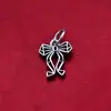 Colgante de lazo de plata pura S925 collar estilo ins charm hecho a mano DIY pulsera de cristal accesorio de decoración de cuerda trenzada plata