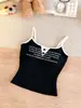 Nuevo Color Block de Primavera/Verano con Botones, Cuello Redondo, Estampado de Letras, Corte Ajustado, Versátil, Camisola 'Hot Girl' con Almohadillas en el Pecho