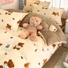 Juego de Cuatro Piezas de Terciopelo de Leche Cálido de Invierno Espeso Coral Fleece Franela Funda de Edredón Juego de Tres Piezas para Dormitorio de Estudiante