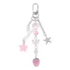 Estrellas, Luna, Fresas y Lazos Calados de Pedrería Dulces, Lindos, Exquisitos y de Moda Llavero DIY Colgante para Bolso