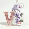 Novas decorações de Natal com boneco de neve roxo transfronteiriças de 26 letras, enfeites acrílicos 2D para casa e carro